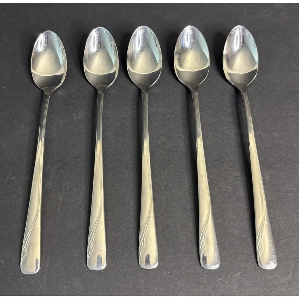 5 Oneida Oceanic Iced Tea Spoons Stainless Discontinued 7 5/8